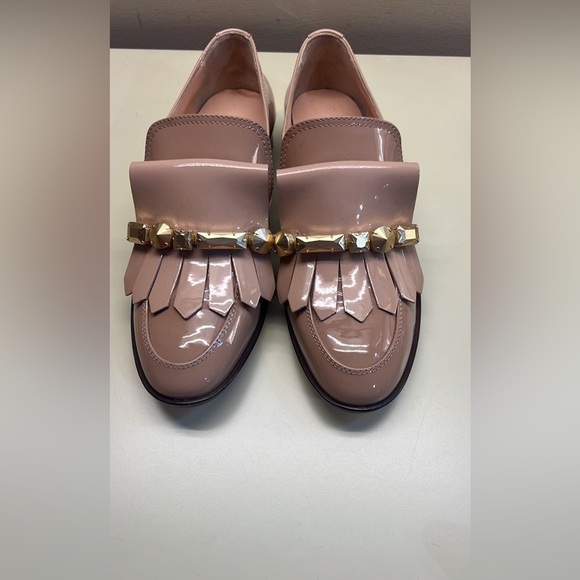 Agl Shoes - AGL MADE IN ITALY LEATHER Elegant Women's Loafers in Pink with Gold Accents
